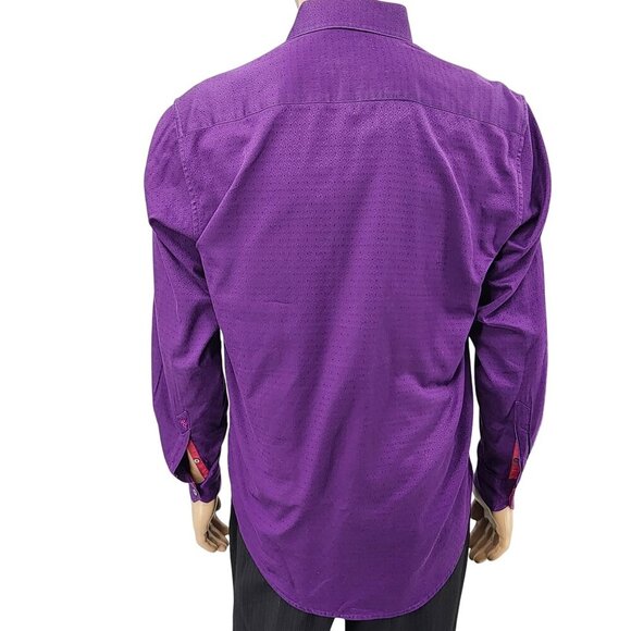 Robert Graham Mens Purple Textured Long Sleeve Button-Up Shirt - Picture 3 of 9